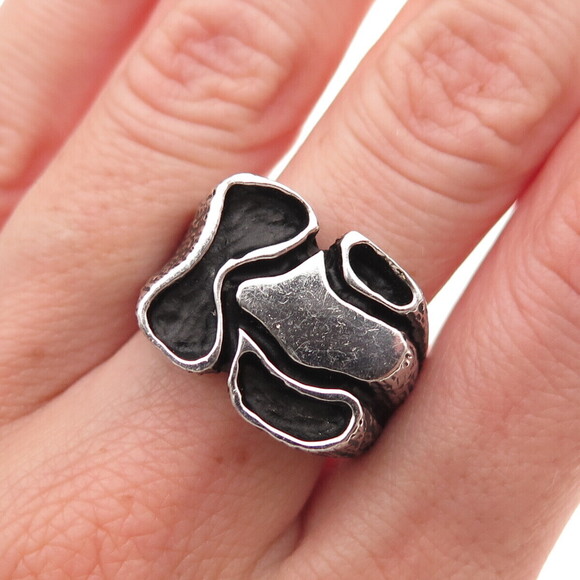 Unbranded Jewelry - 925 Sterling Silver Vintage Modernist Oxidized Ring Size 9.75